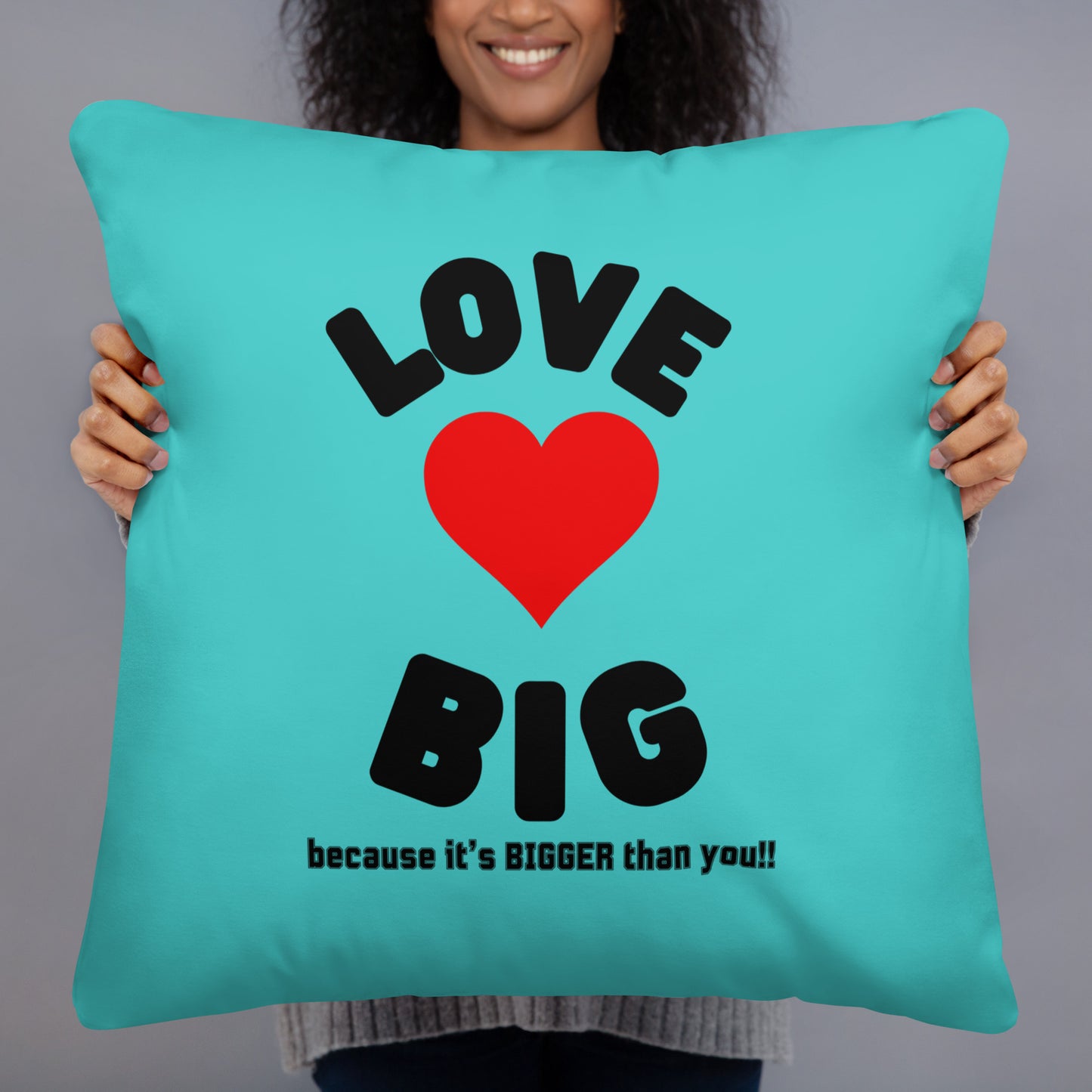 Basic Pillow-LOVE BIG (TURQUOISE)