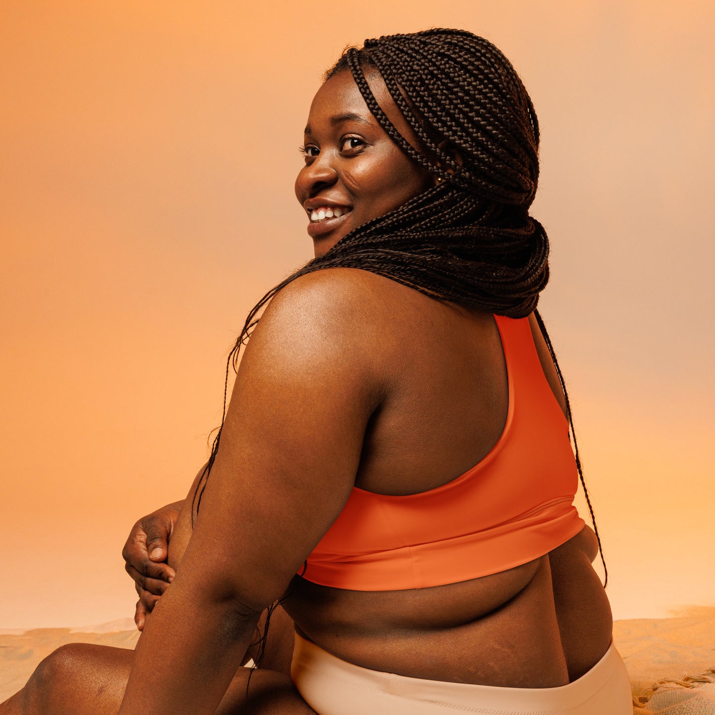 Longline Sports Bra-KEEP GOING (ORANGE)