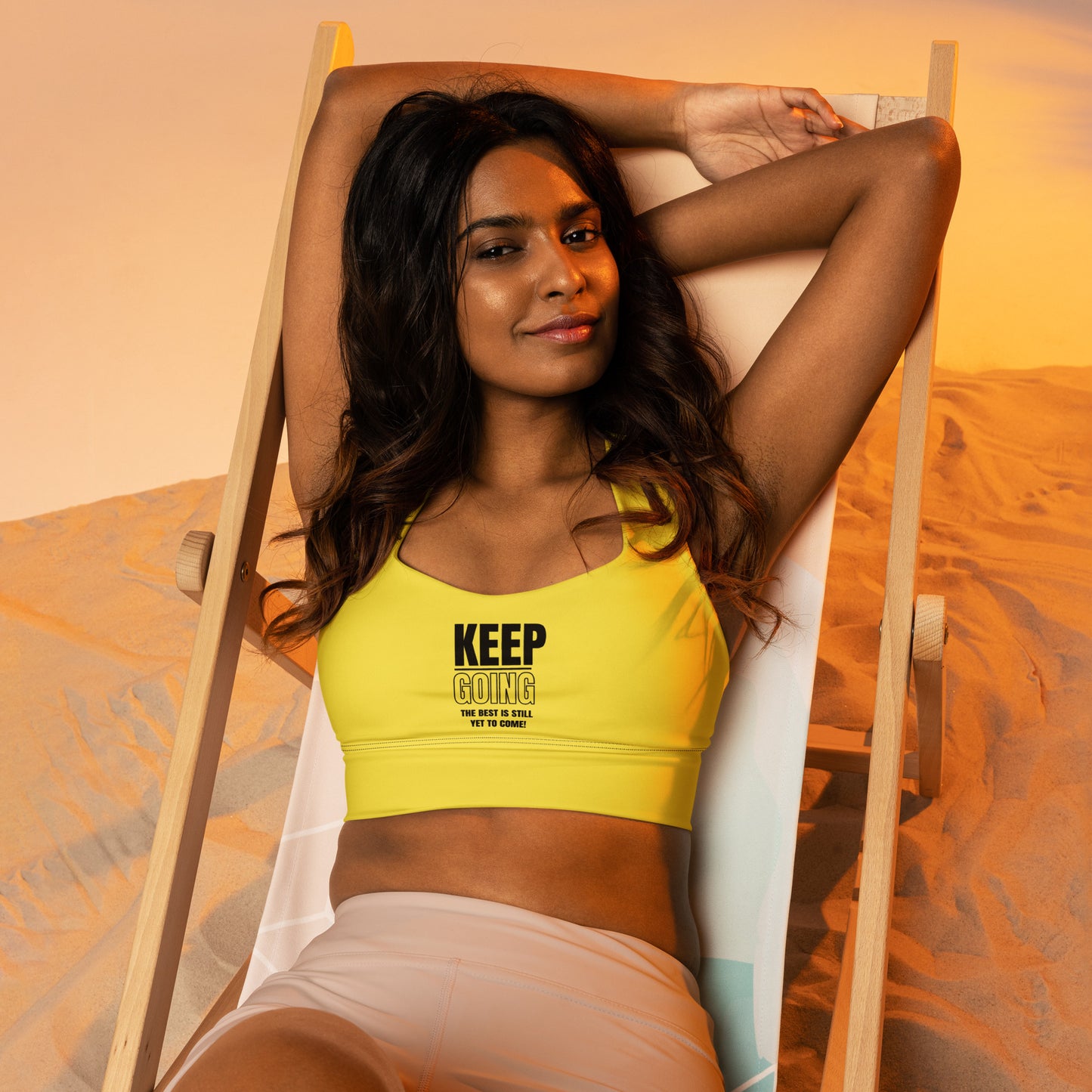 Longline Sports Bra-KEEP GOING (YELLOW)