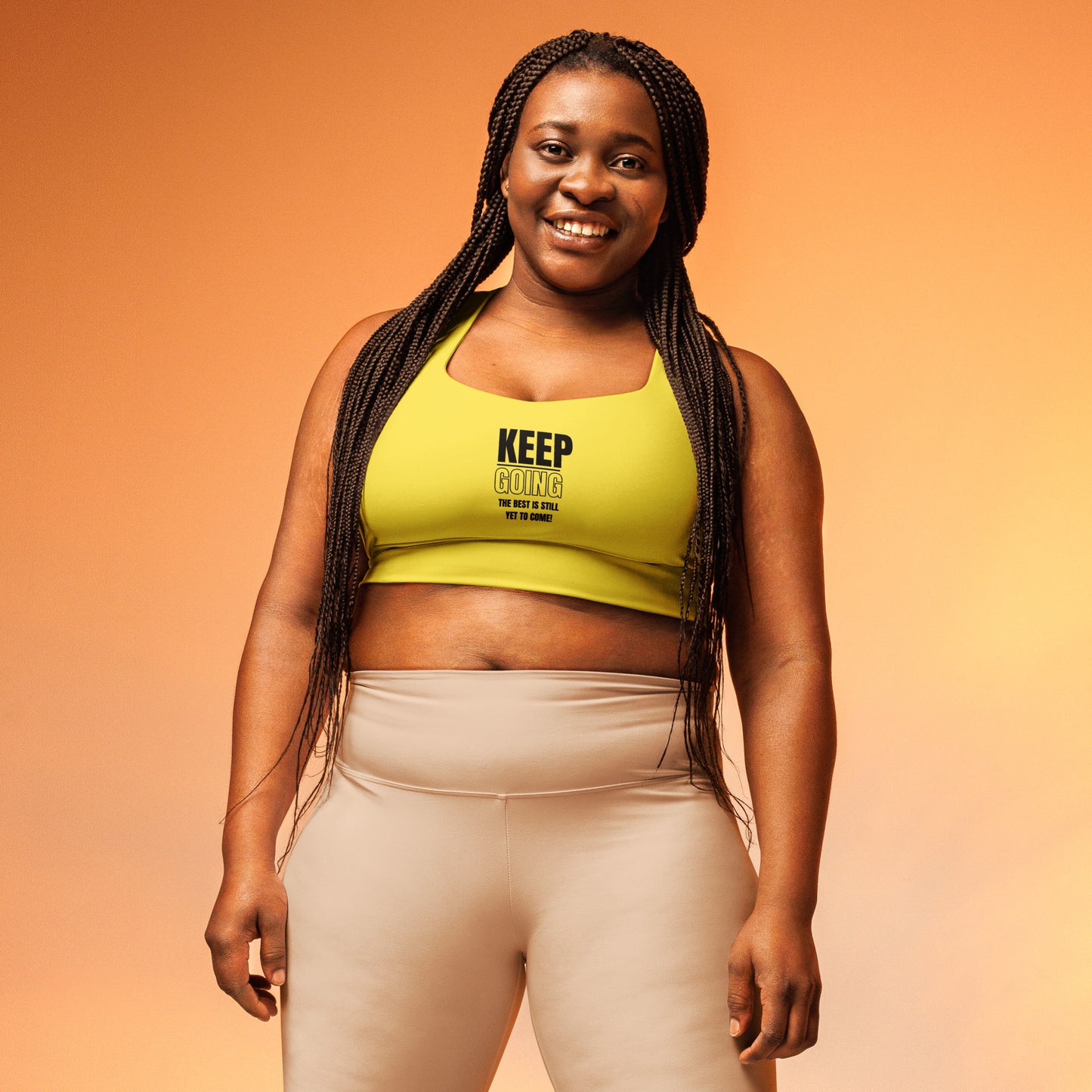 Longline Sports Bra-KEEP GOING (YELLOW)