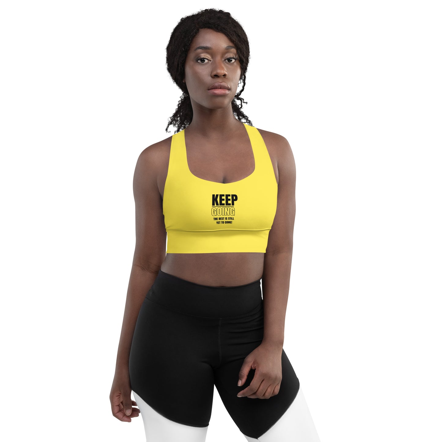 Longline Sports Bra-KEEP GOING (YELLOW)