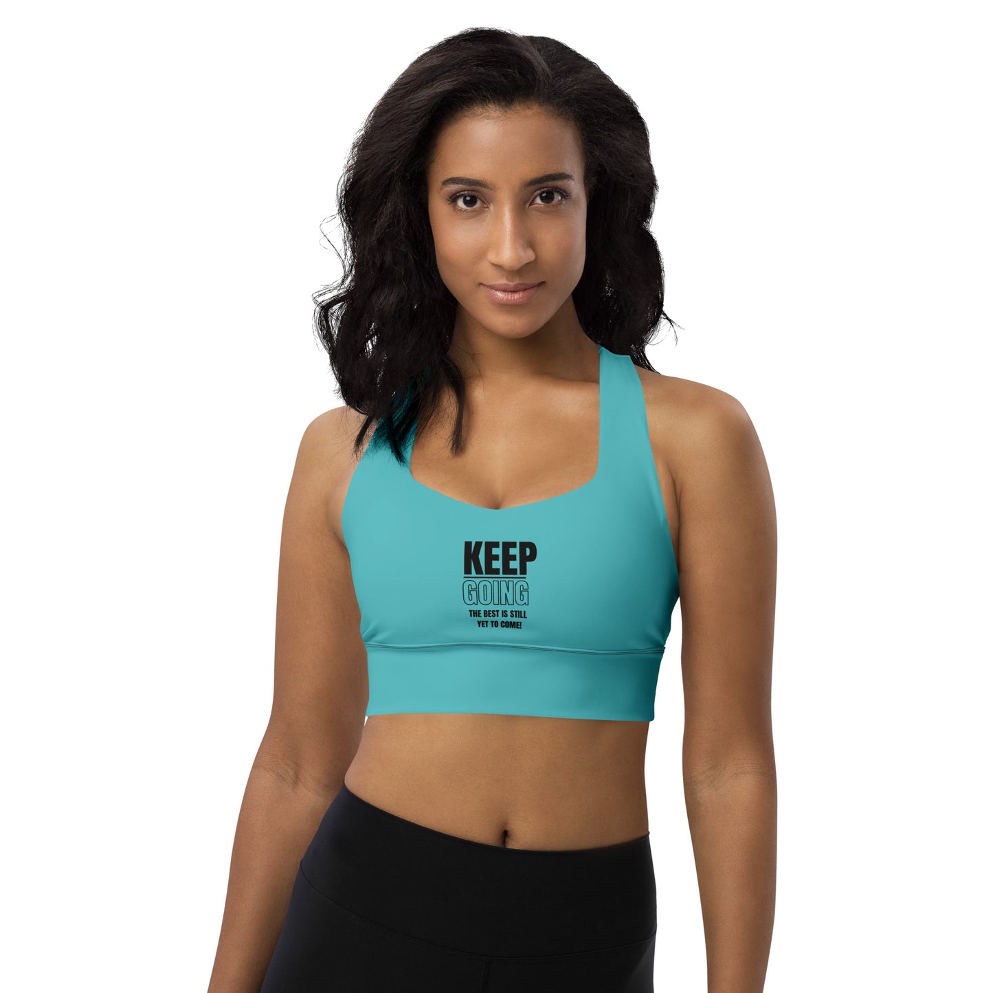 Longline Sports Bra-KEEP GOING (TURQUOISE)