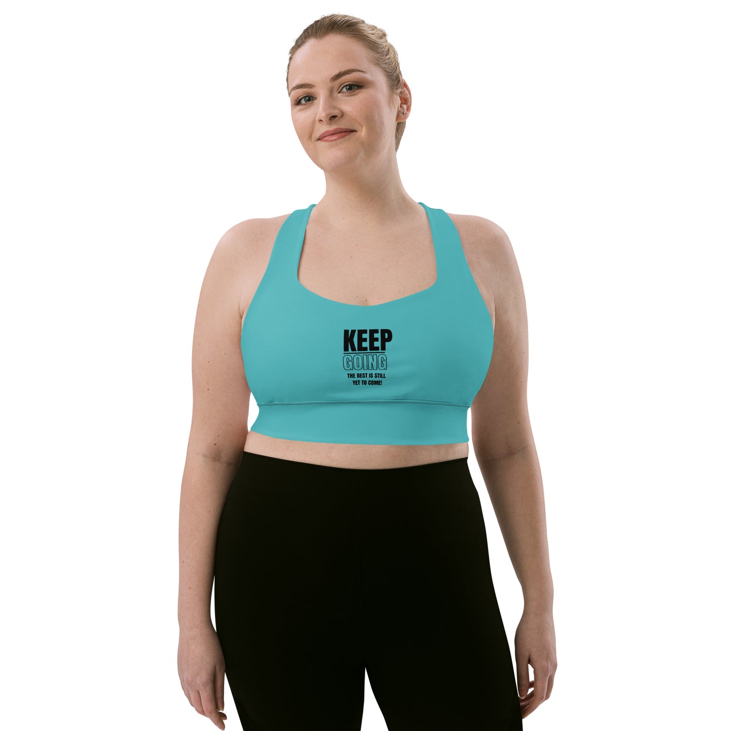 Longline Sports Bra-KEEP GOING (TURQUOISE)