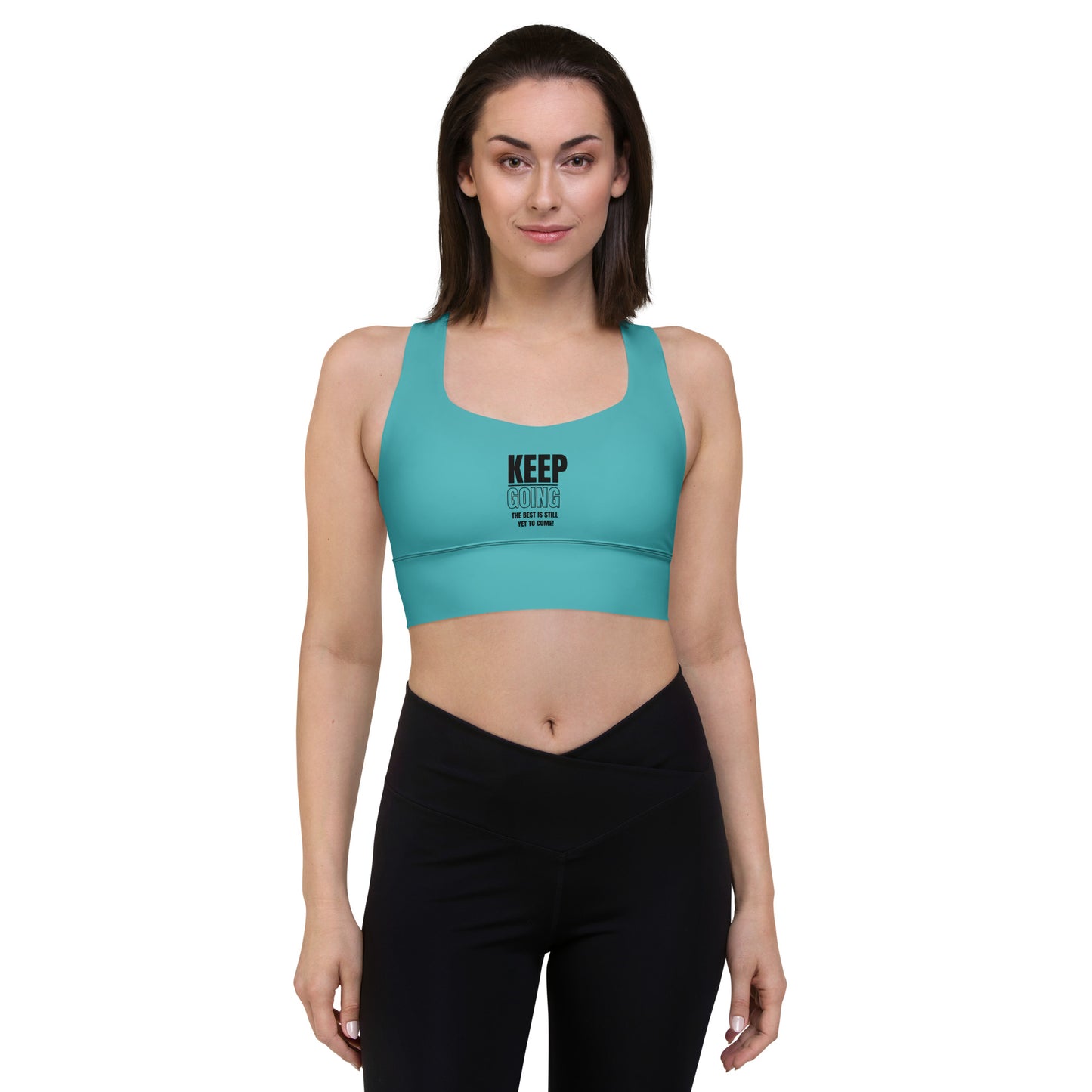 Longline Sports Bra-KEEP GOING (TURQUOISE)