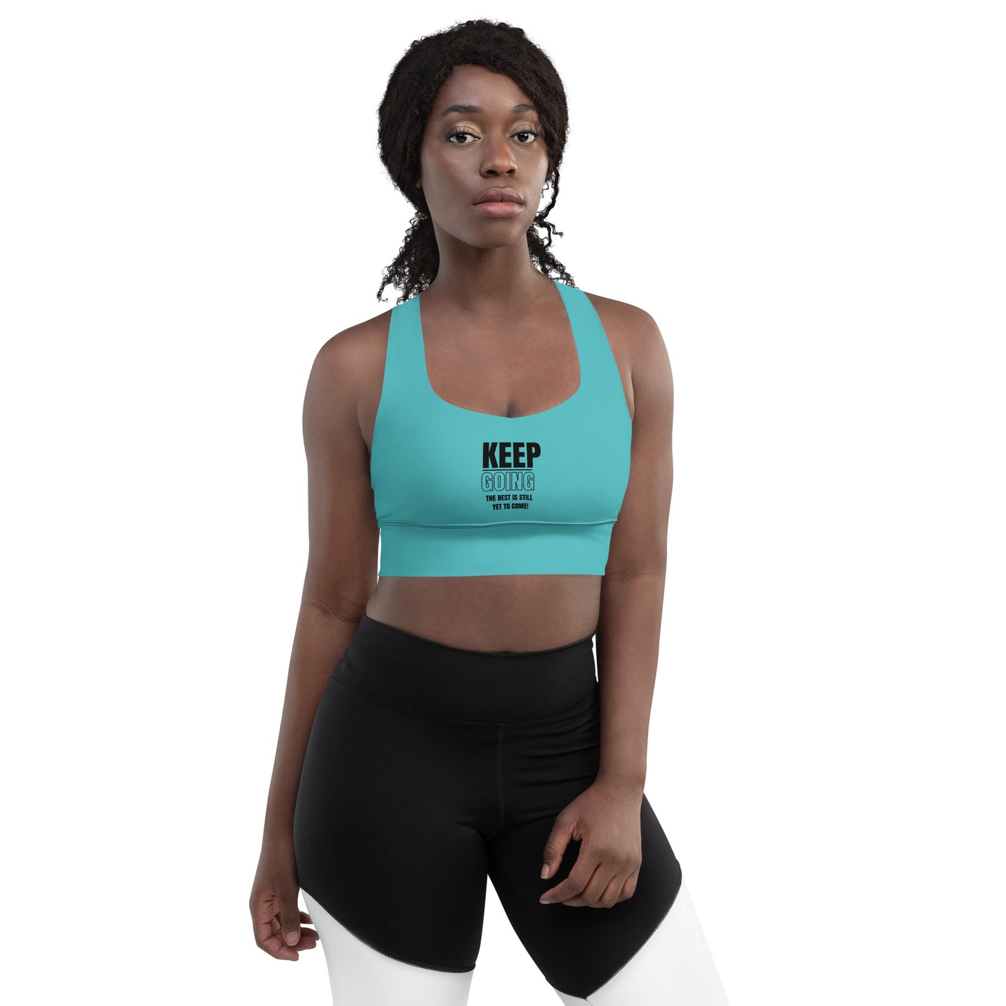 Longline Sports Bra-KEEP GOING (TURQUOISE)