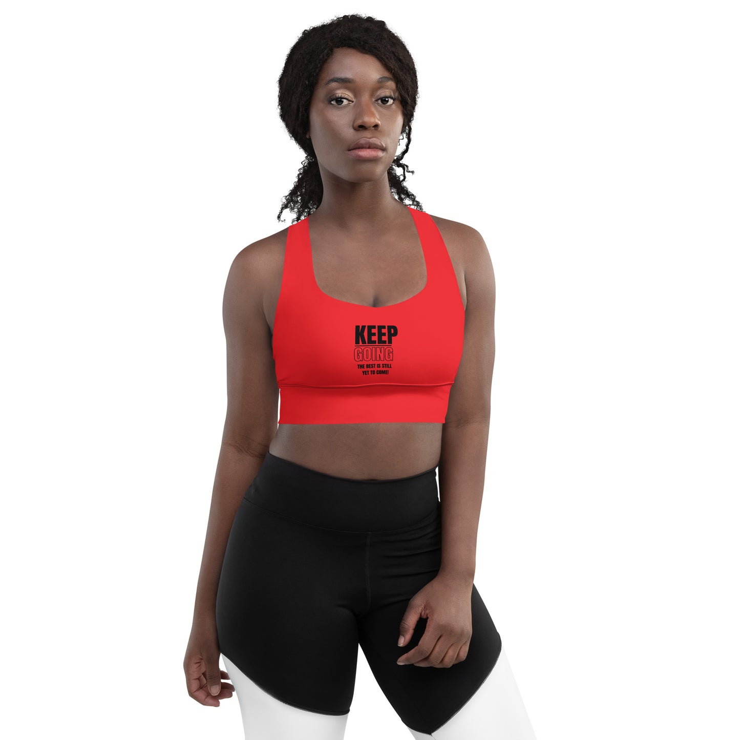 Longline Sports Bra-KEEP GOING (RED)