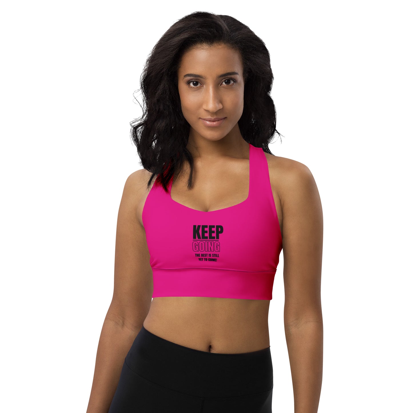 Longline Sports Bra-KEEP GOING (FUSCHIA)