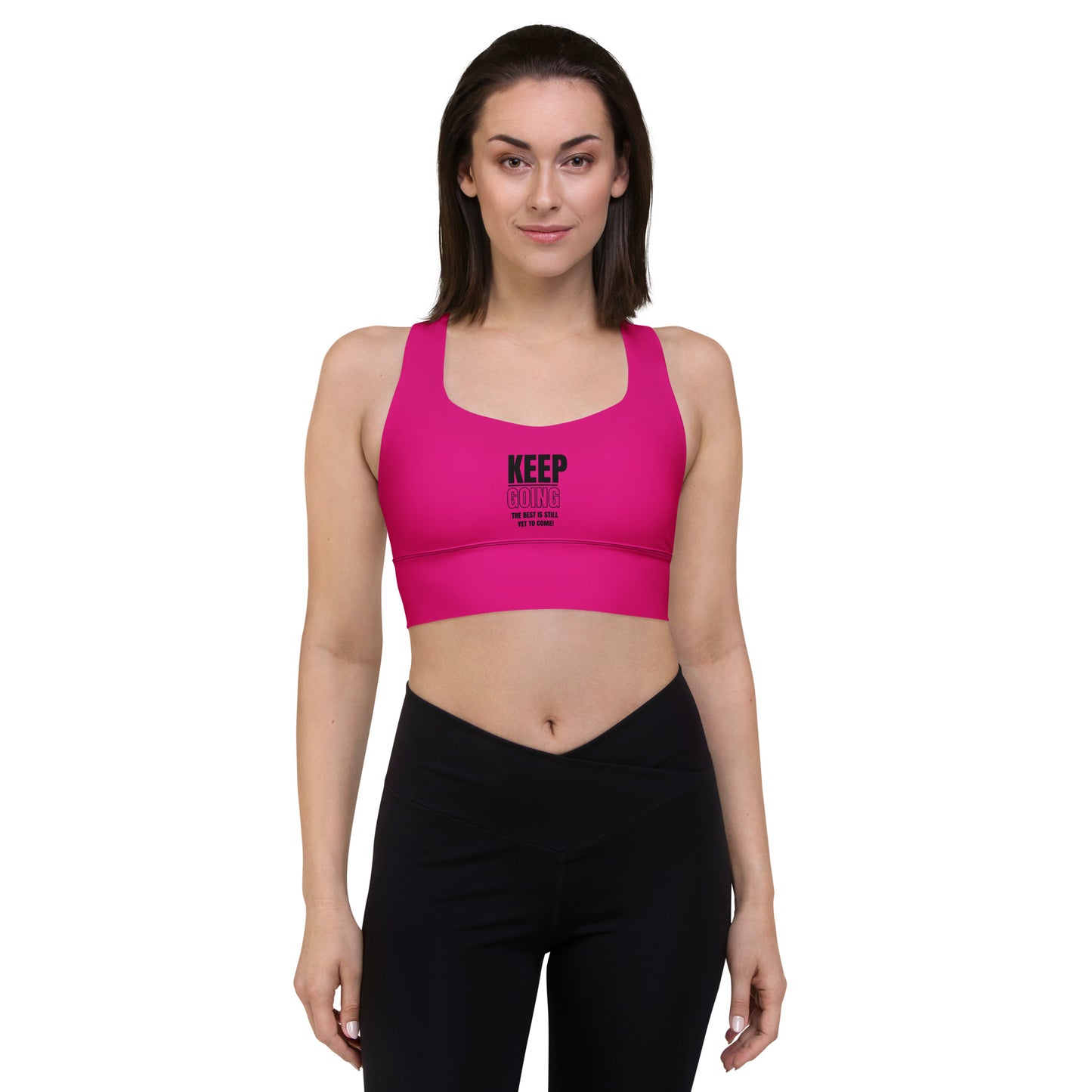 Longline Sports Bra-KEEP GOING (FUSCHIA)