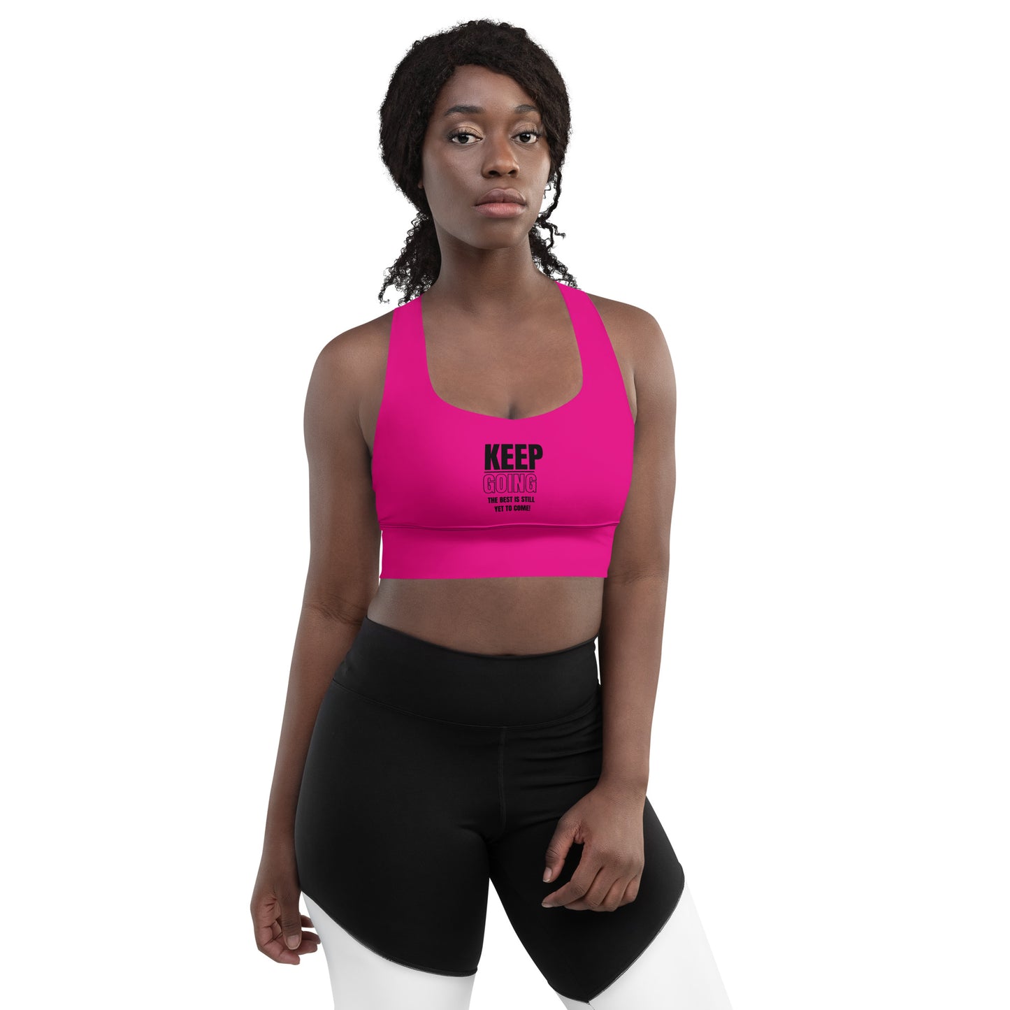 Longline Sports Bra-KEEP GOING (FUSCHIA)