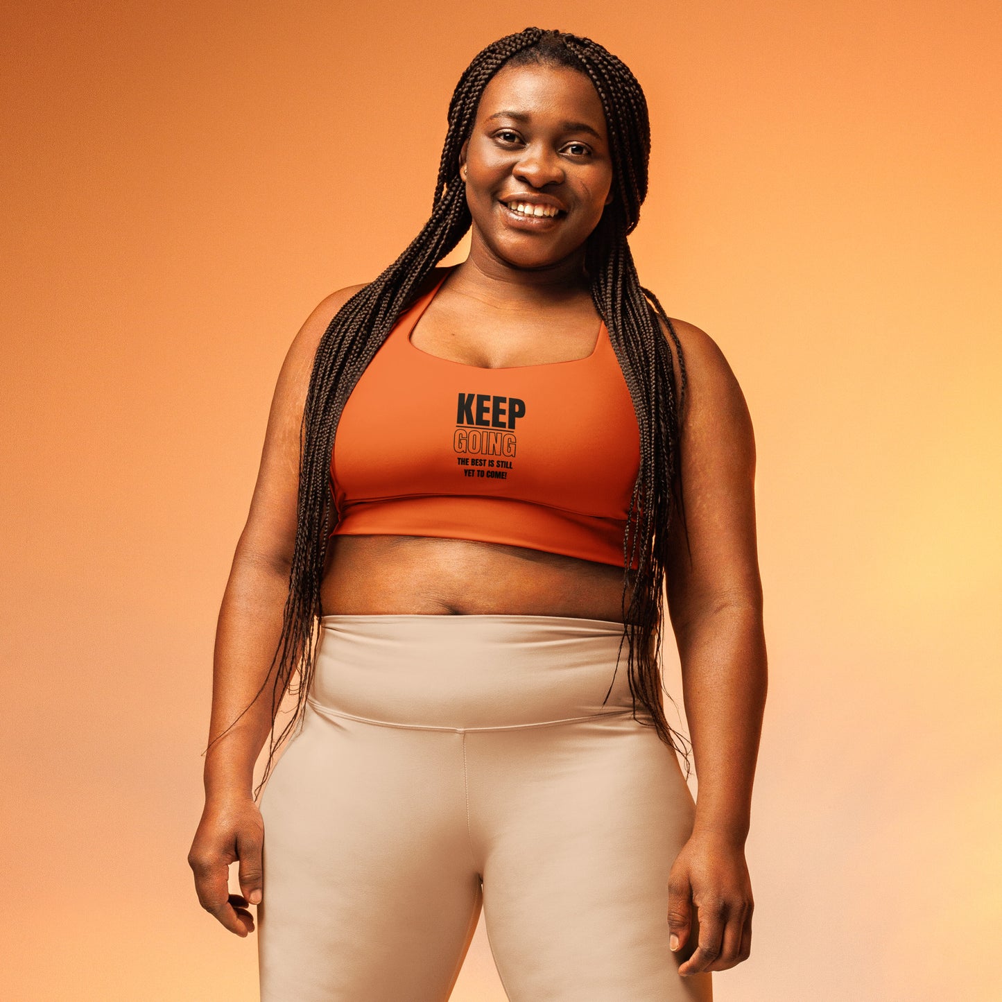 Longline Sports Bra-KEEP GOING (ORANGE)