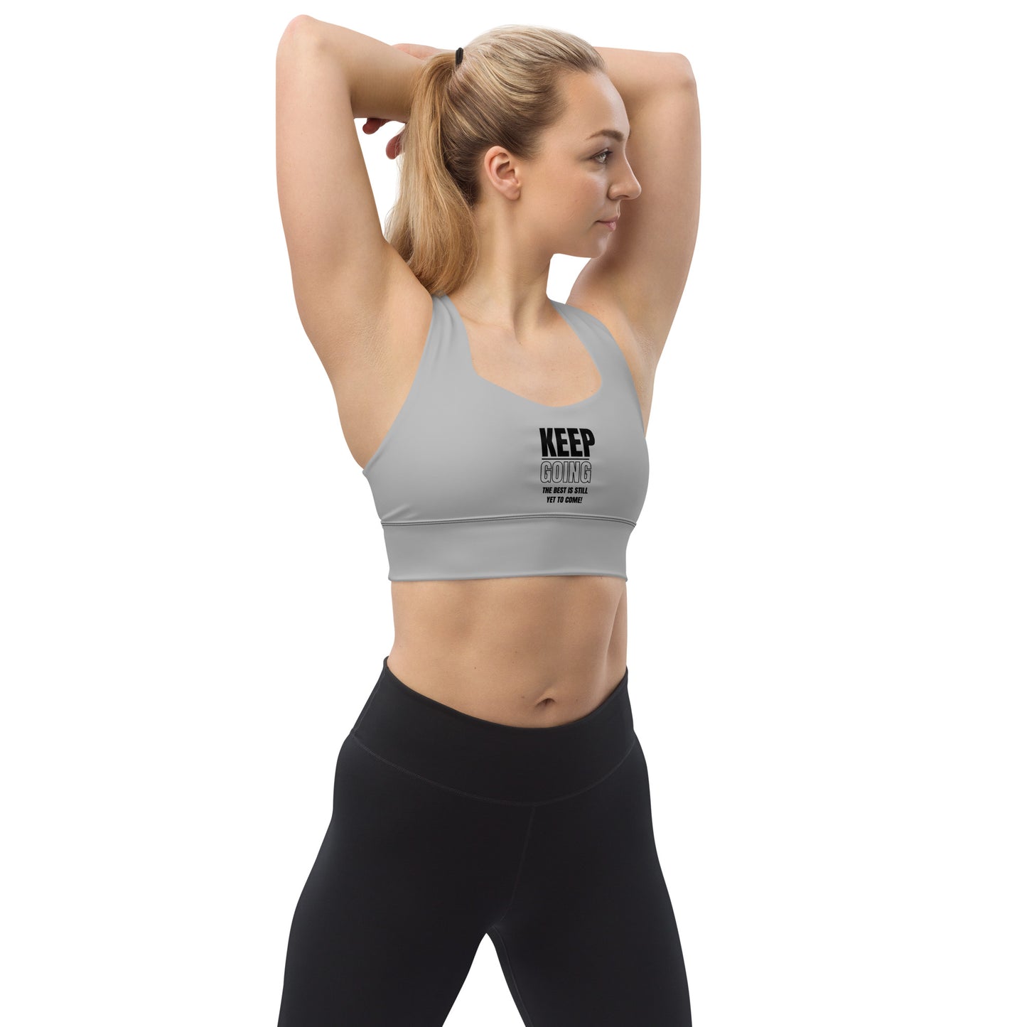 Longline Sports Bra-KEEP GOING (GREY)