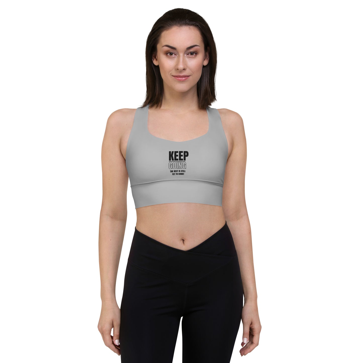 Longline Sports Bra-KEEP GOING (GREY)