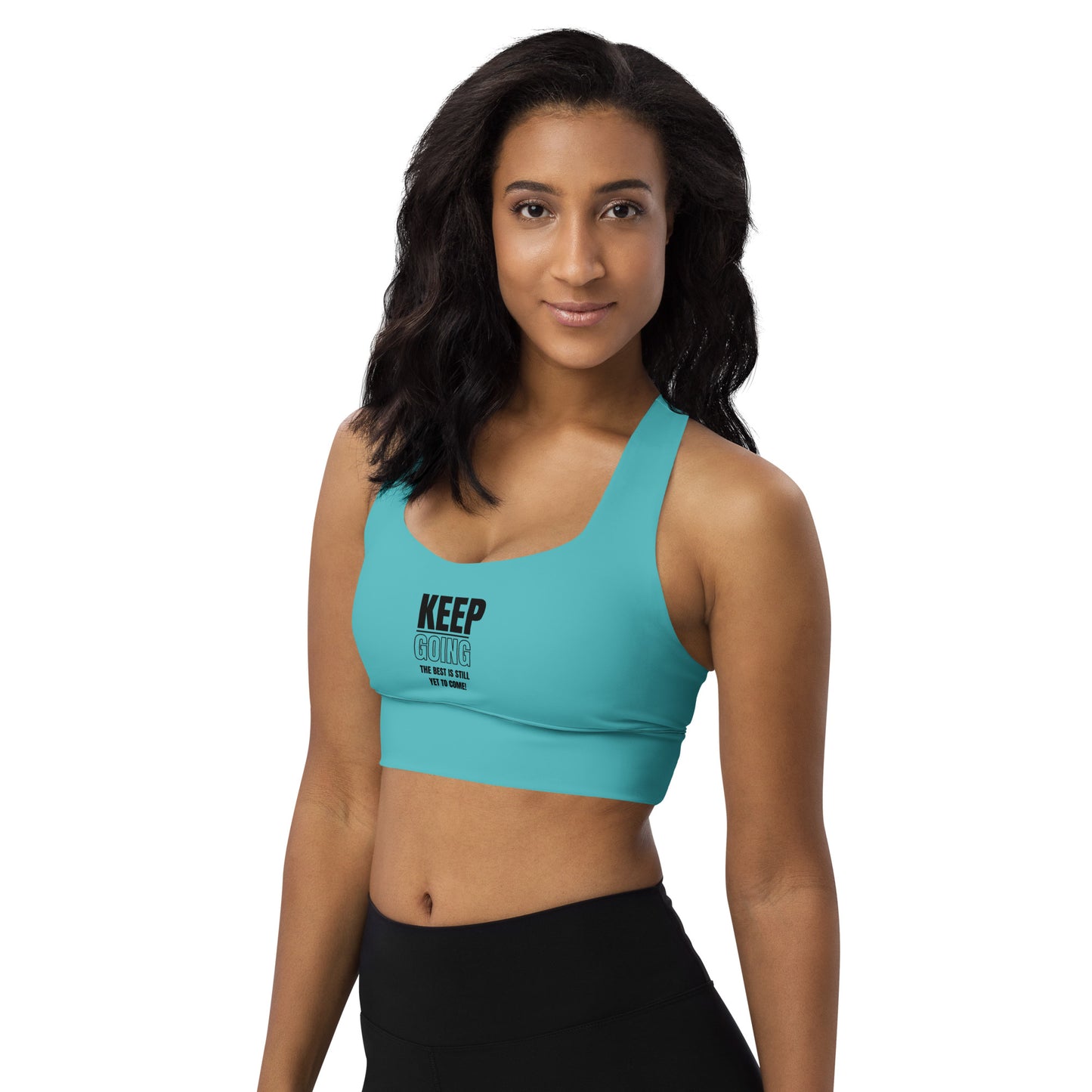 Longline Sports Bra-KEEP GOING (TURQUOISE)