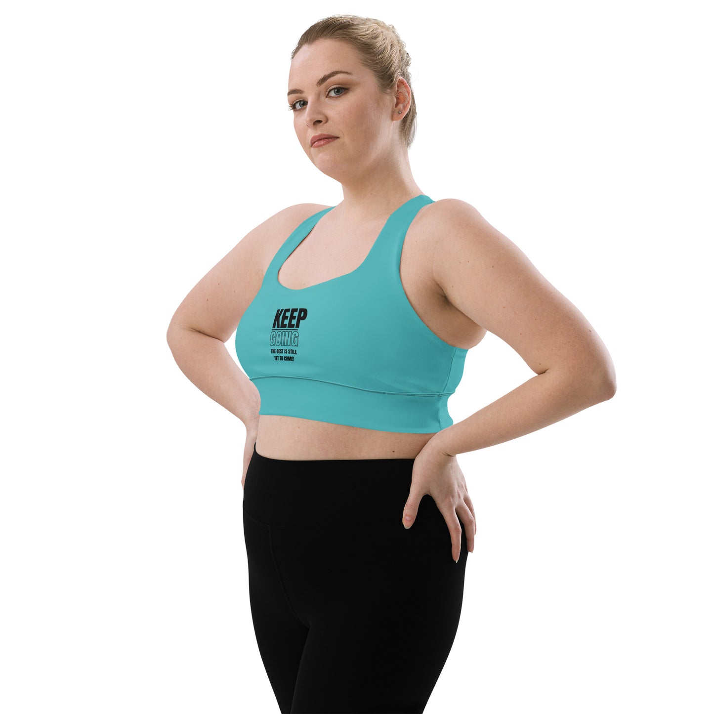 Longline Sports Bra-KEEP GOING (TURQUOISE)