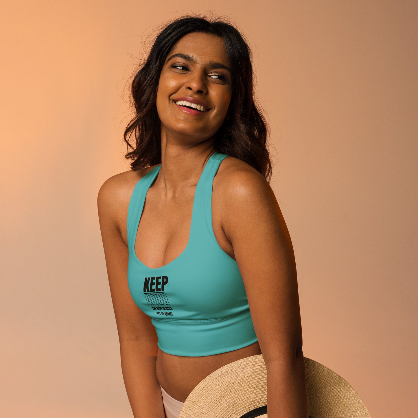 Longline Sports Bra-KEEP GOING (TURQUOISE)