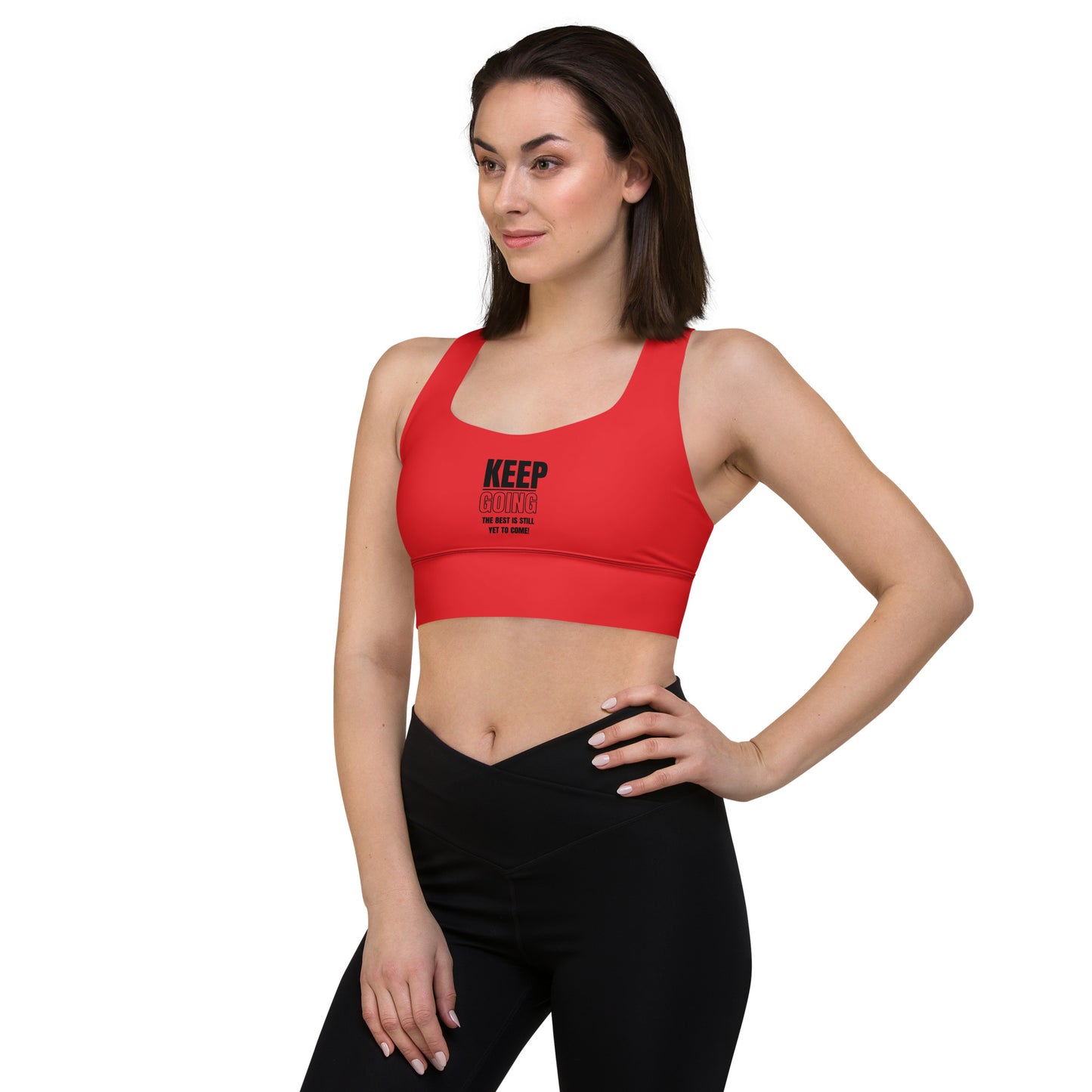 Longline Sports Bra-KEEP GOING (RED)