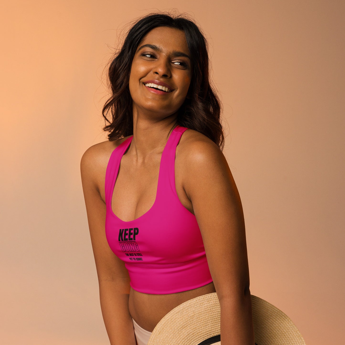 Longline Sports Bra-KEEP GOING (FUSCHIA)