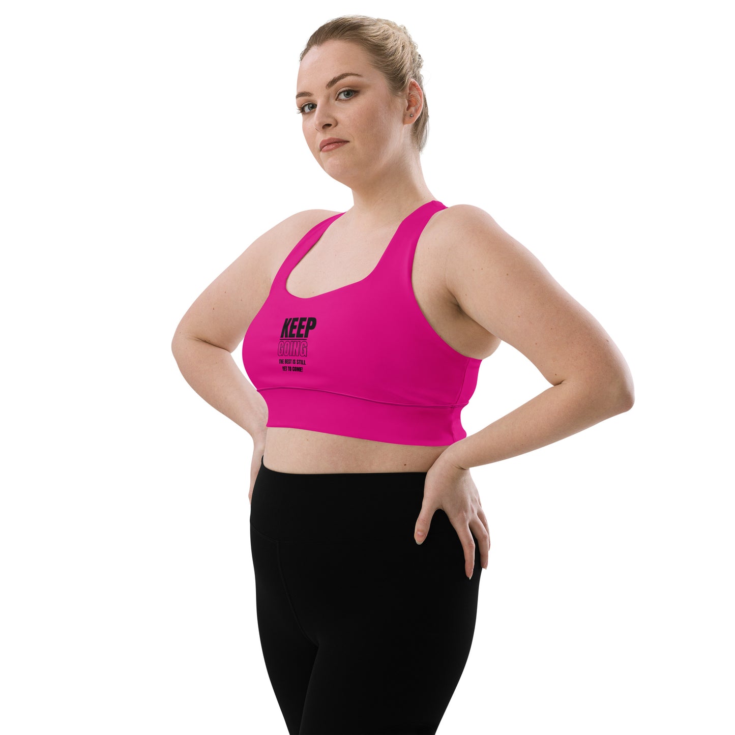 Longline Sports Bra-KEEP GOING (FUSCHIA)