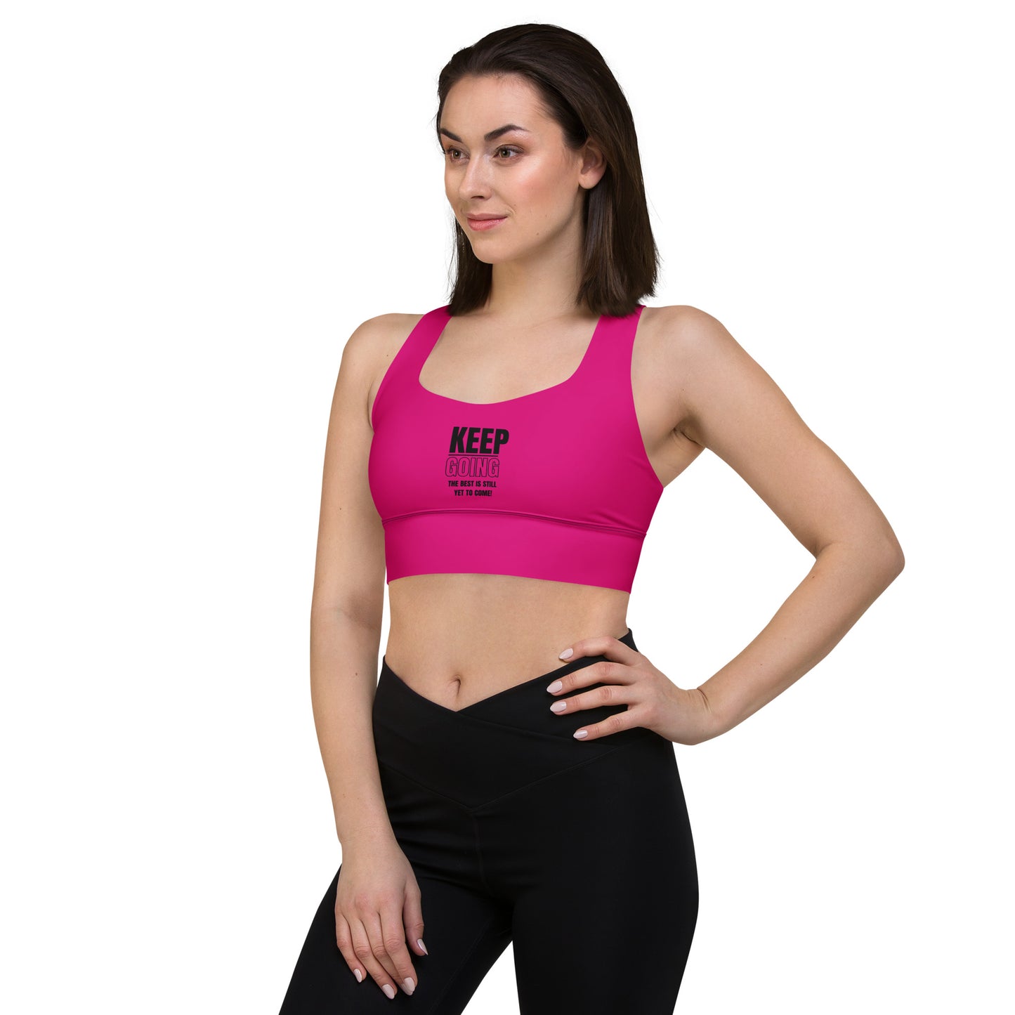 Longline Sports Bra-KEEP GOING (FUSCHIA)