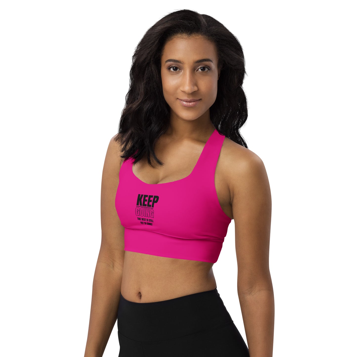 Longline Sports Bra-KEEP GOING (FUSCHIA)