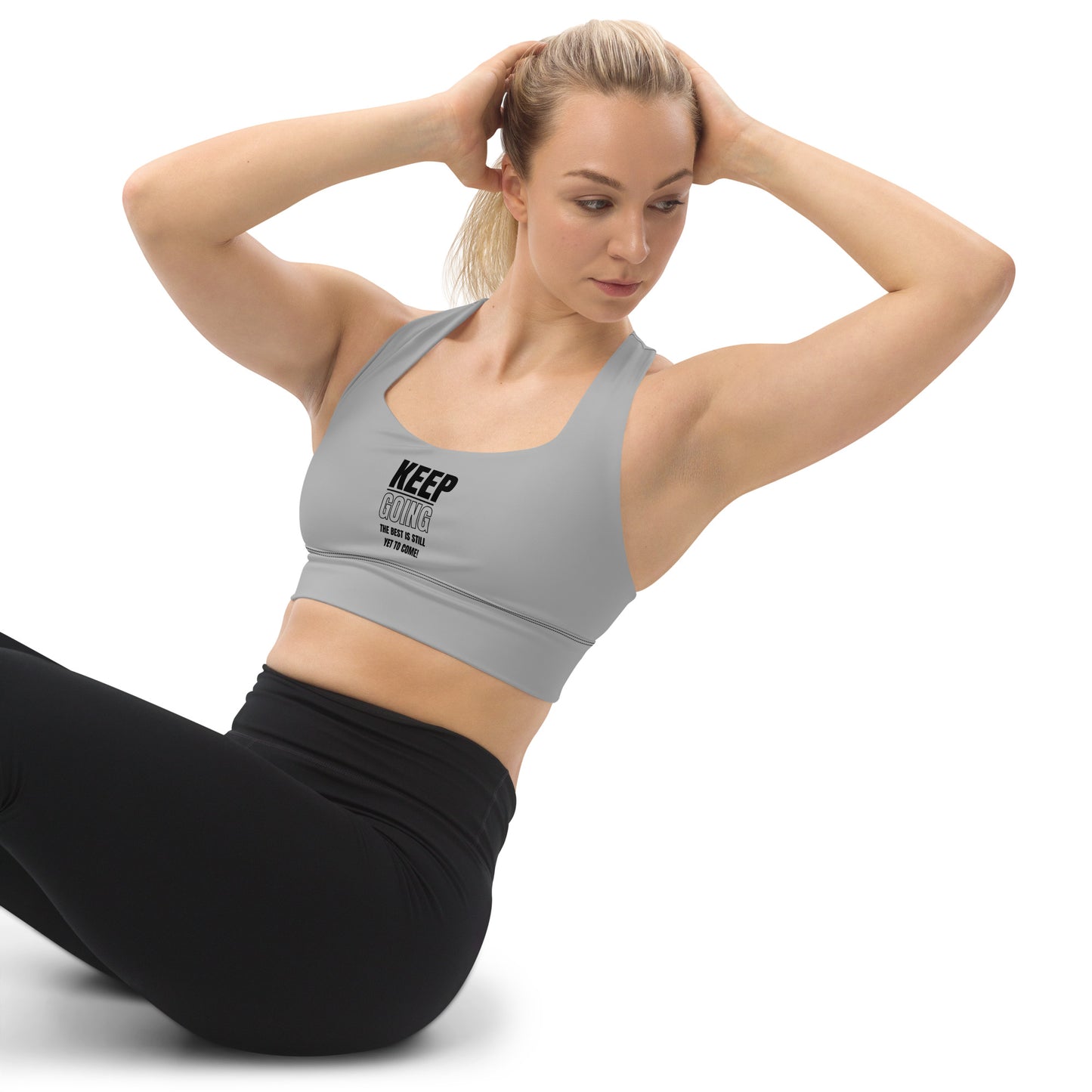 Longline Sports Bra-KEEP GOING (GREY)