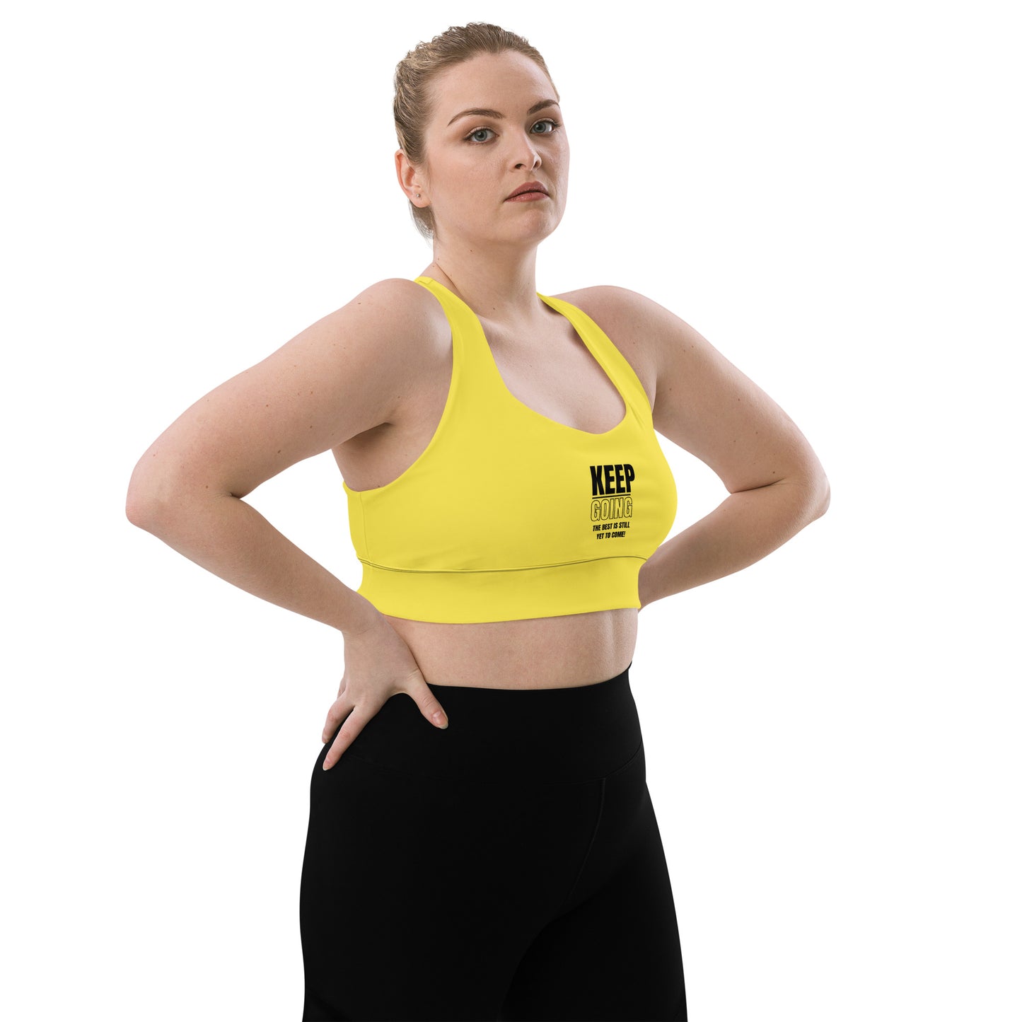 Longline Sports Bra-KEEP GOING (YELLOW)