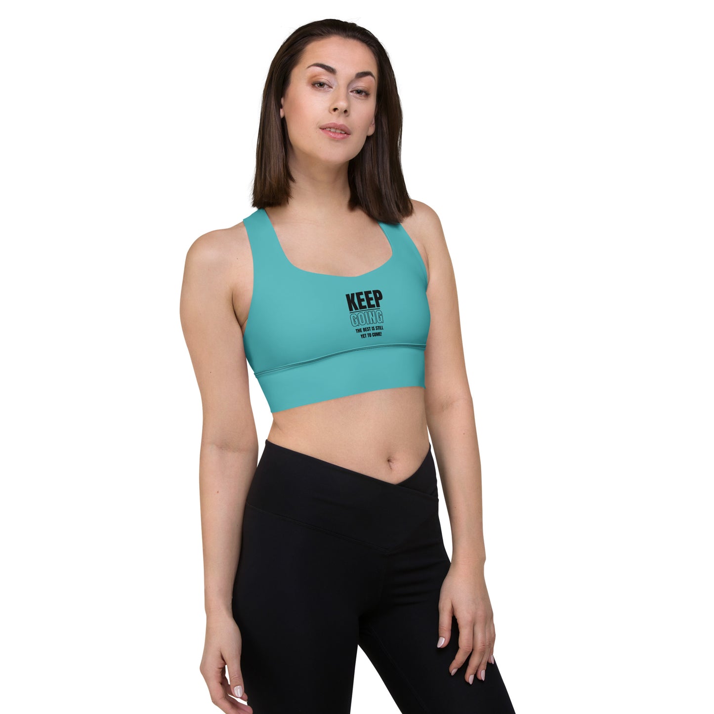 Longline Sports Bra-KEEP GOING (TURQUOISE)