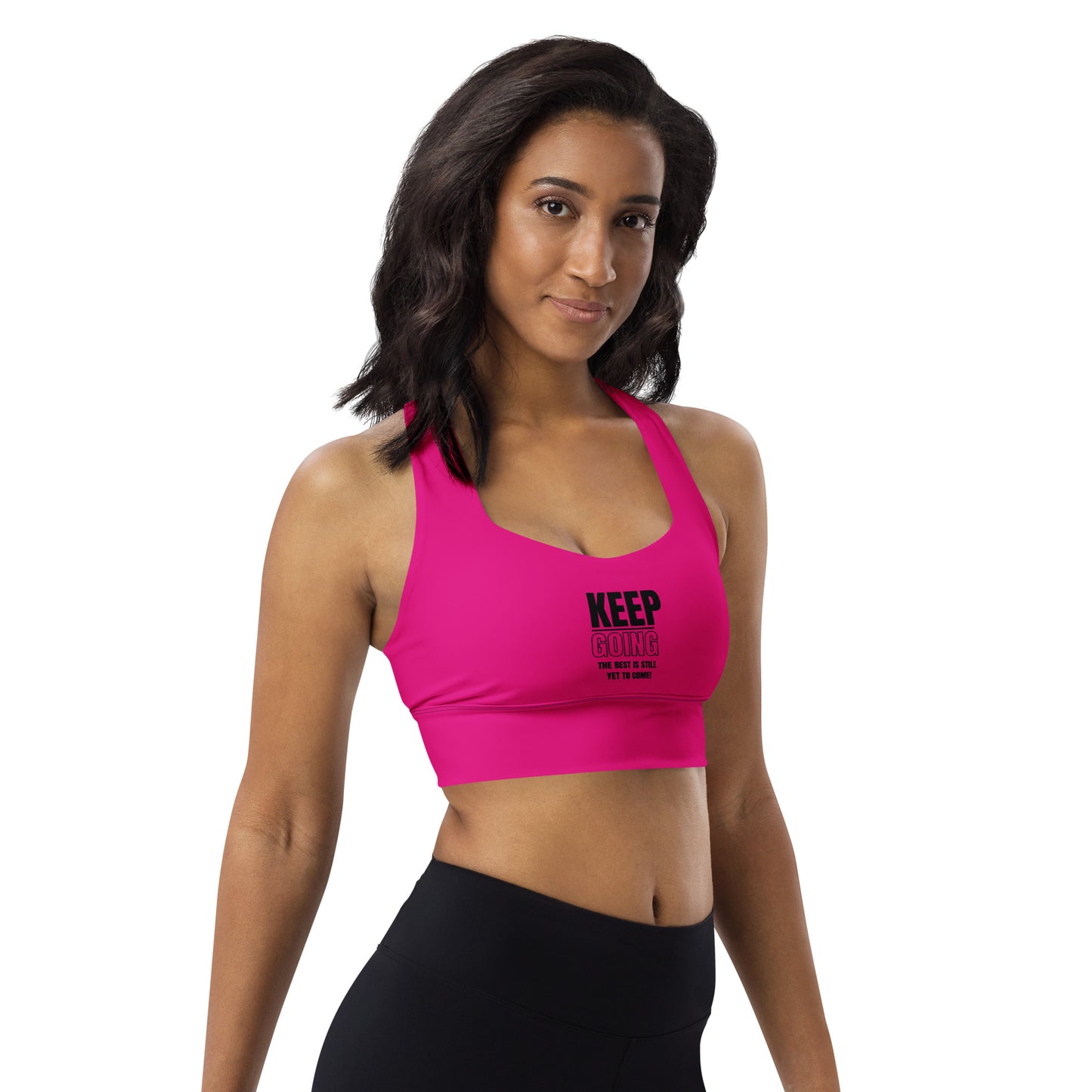 Longline Sports Bra-KEEP GOING (FUSCHIA)