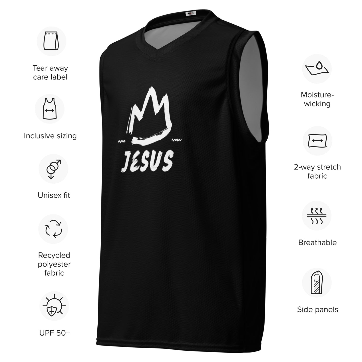 King Jesus Unisex Basketball Jersey (Black)