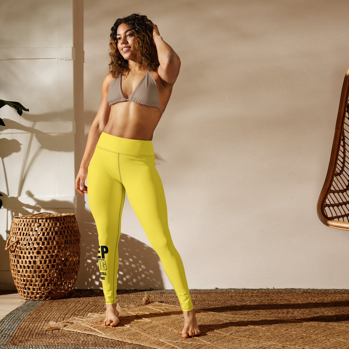 Yoga Leggings-KEEP GOING (YELLOW)