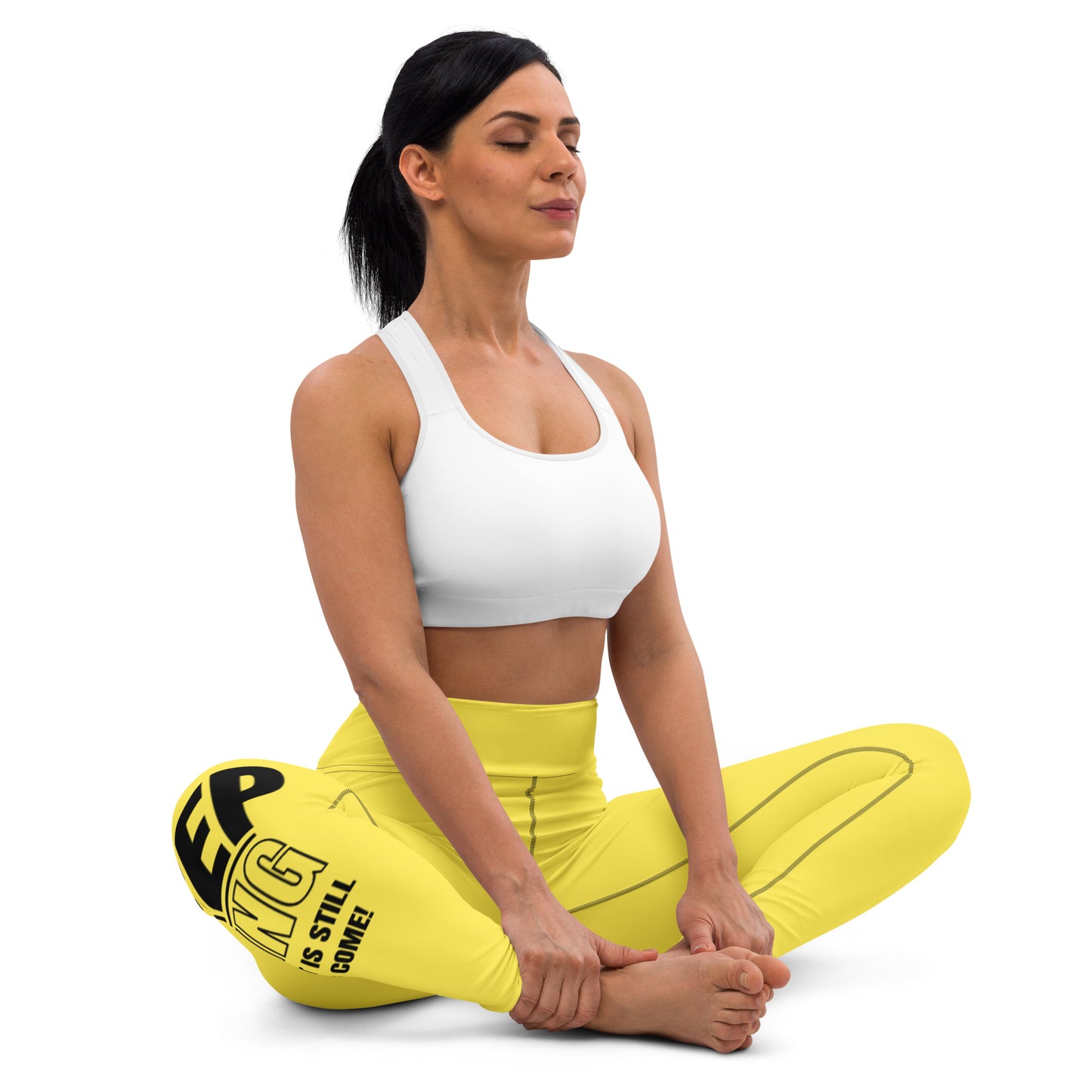 Yoga Leggings-KEEP GOING (YELLOW)