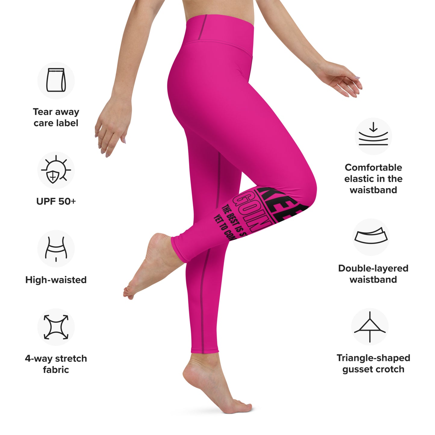 Yoga Leggings-KEEP GOING (FUSCHIA0