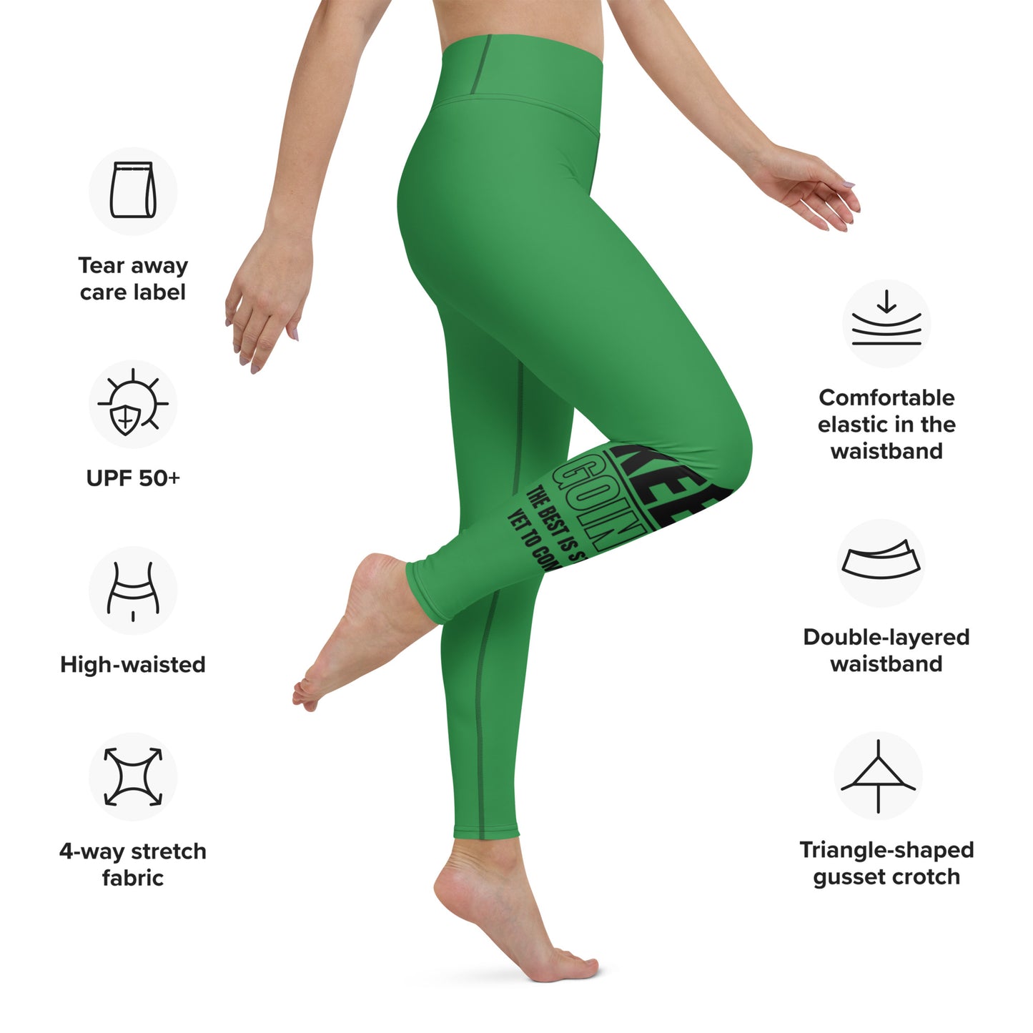 Yoga Leggings-KEEP GOING (GREEN)