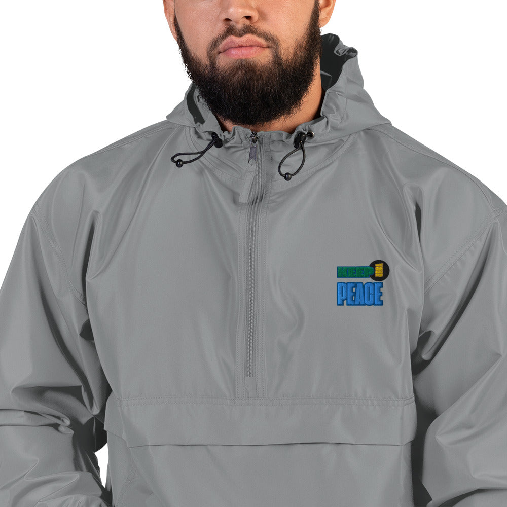 Embroidered Champion Packable Jacket-KEEP YOUR PEACE