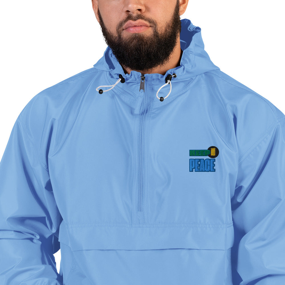 Embroidered Champion Packable Jacket-KEEP YOUR PEACE