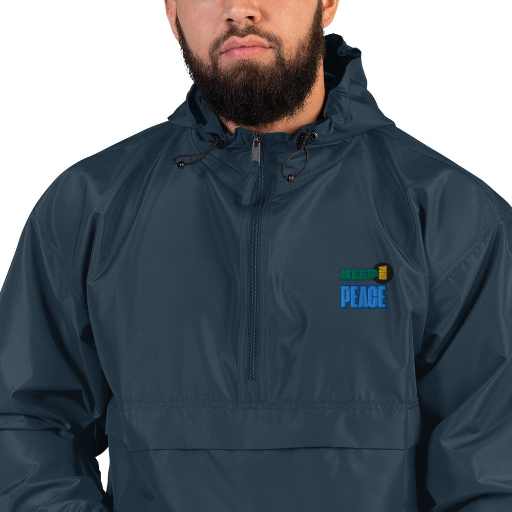 Embroidered Champion Packable Jacket-KEEP YOUR PEACE