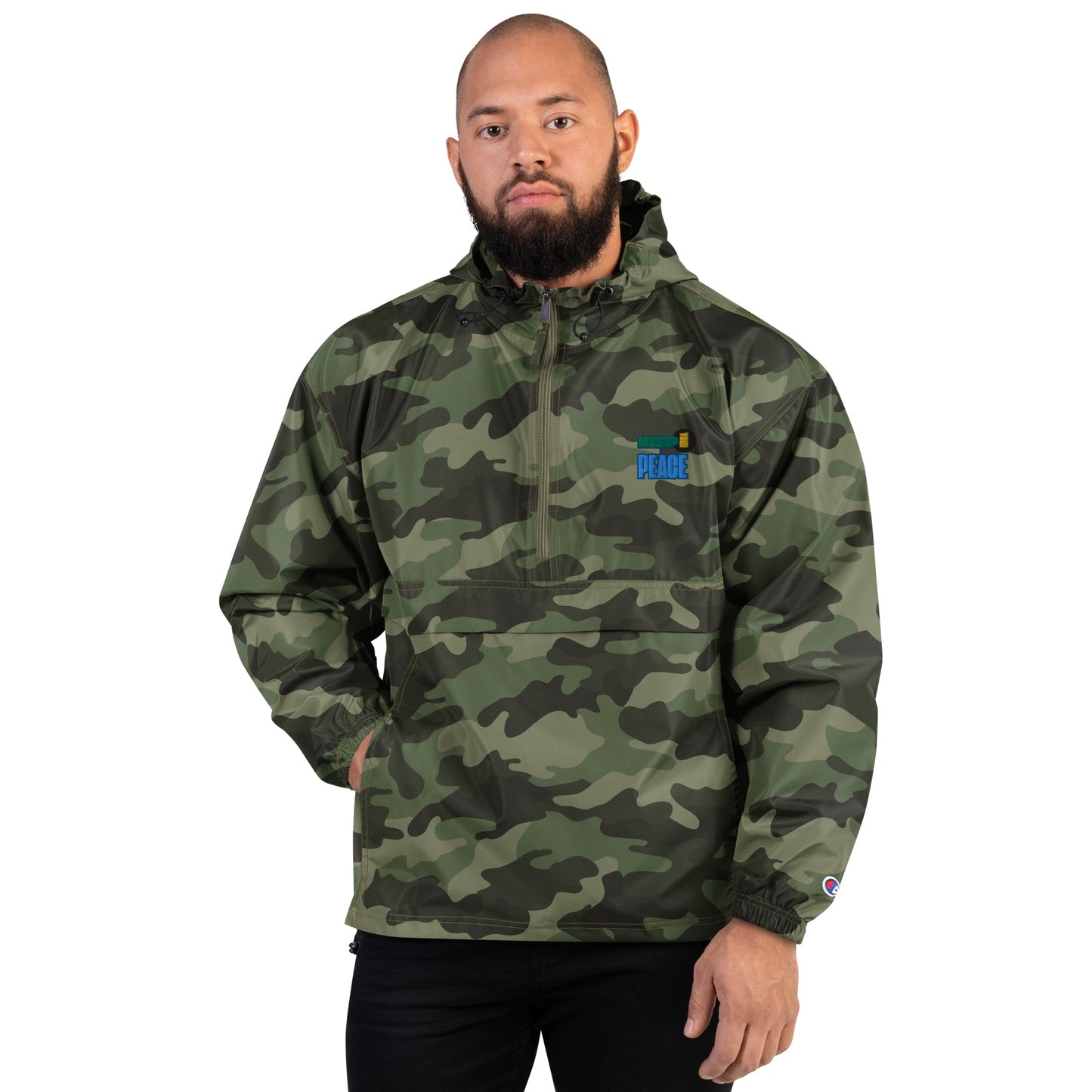 Embroidered Champion Packable Jacket-KEEP YOUR PEACE