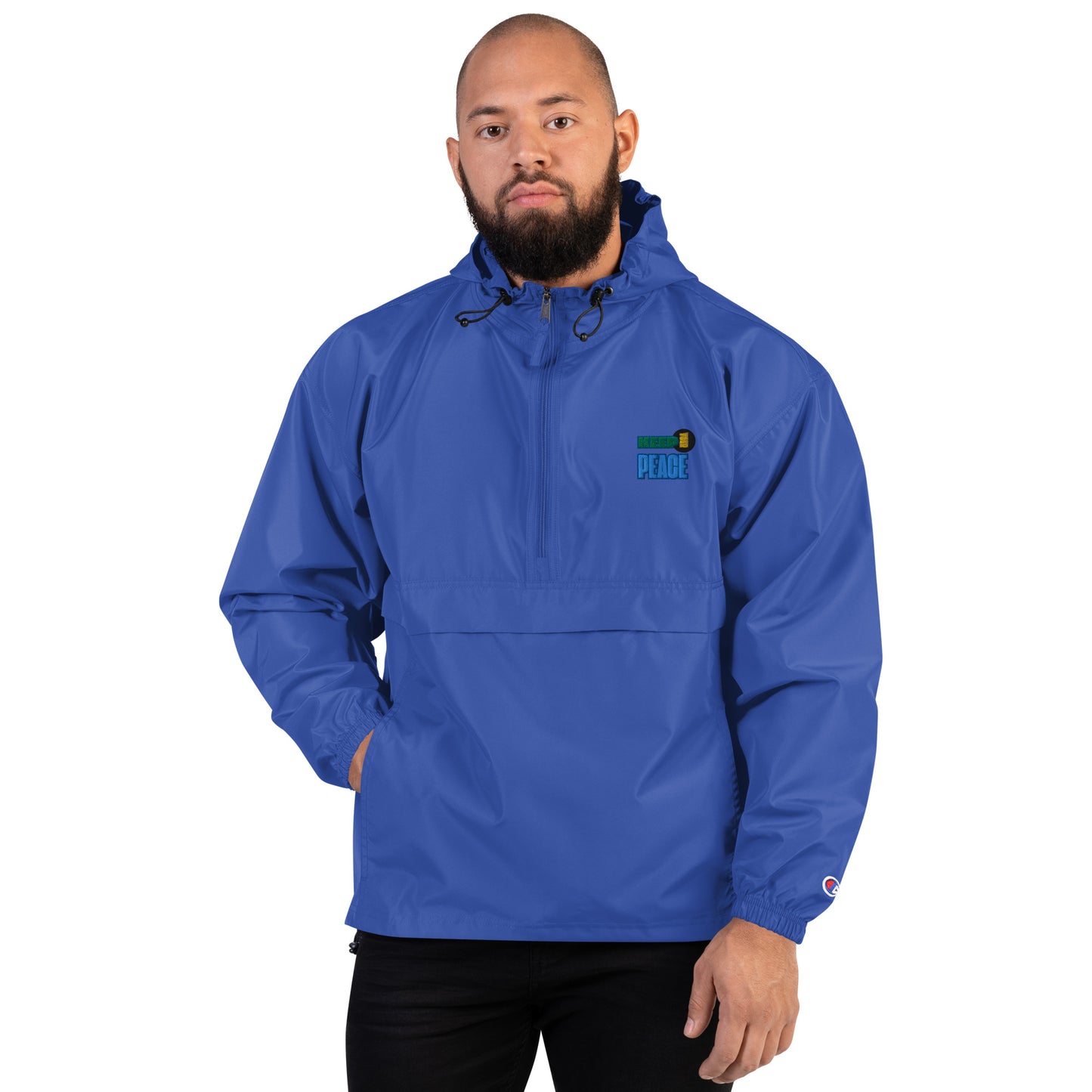 Embroidered Champion Packable Jacket-KEEP YOUR PEACE