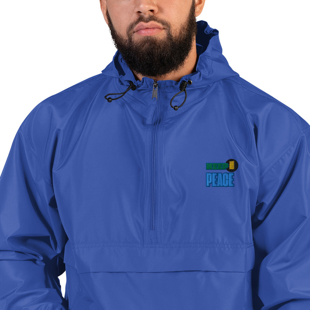 Embroidered Champion Packable Jacket-KEEP YOUR PEACE