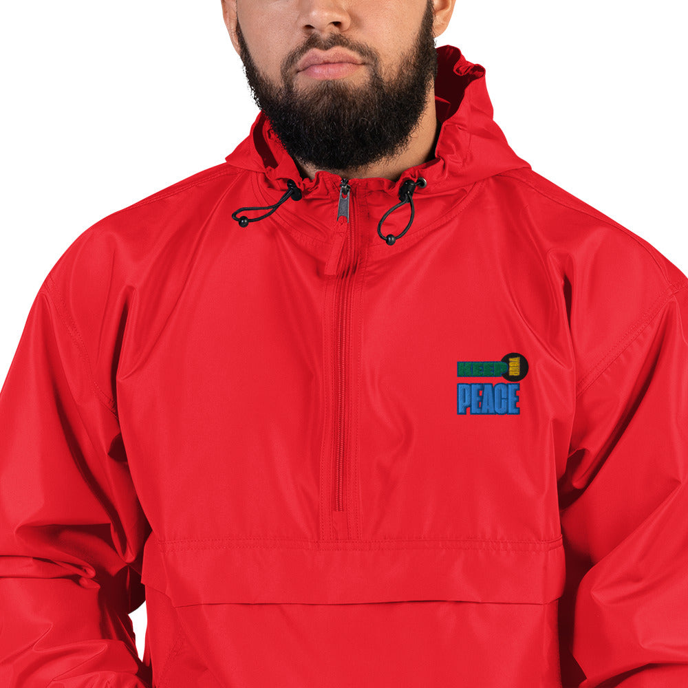 Embroidered Champion Packable Jacket-KEEP YOUR PEACE