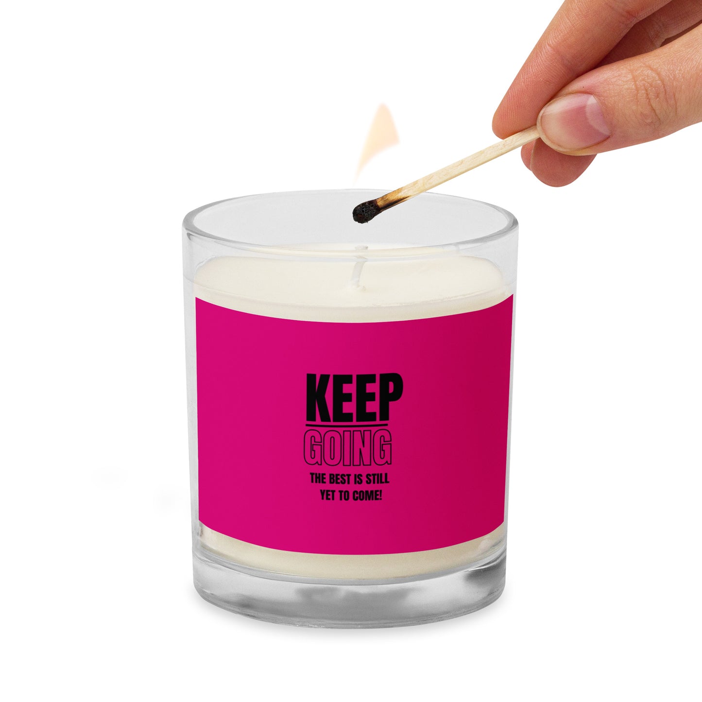 Glass Jar Soy Wax Candle-KEEP GOING (FUSCHIA)