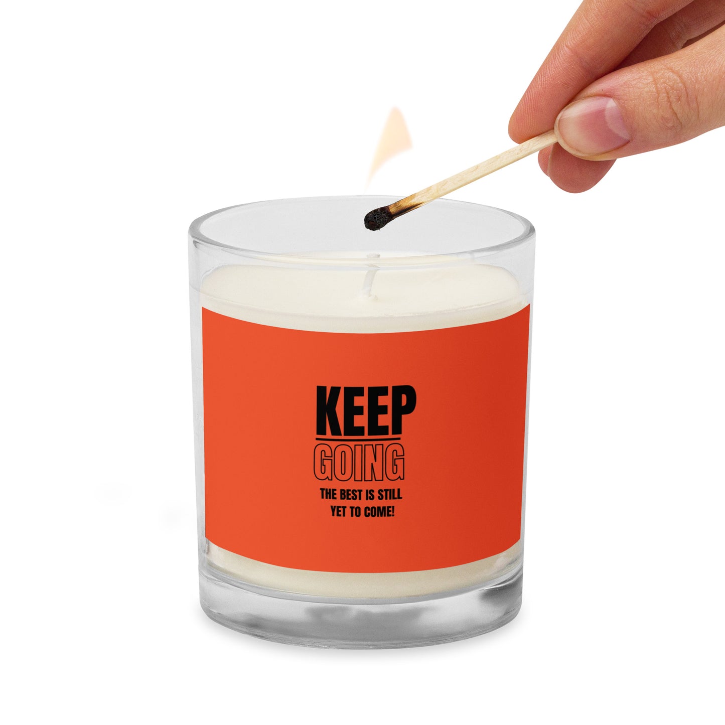 Glass Jar Soy Wax Candle-KEEP GOING (ORANGE)