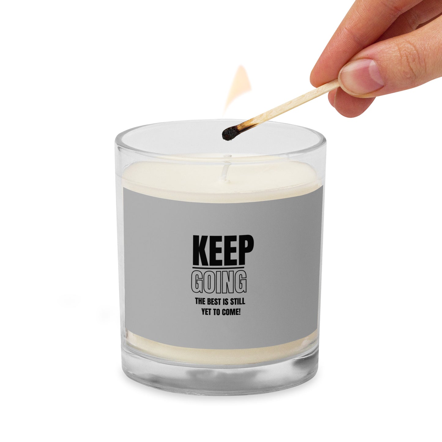 Glass Jar Soy Wax Candle-KEEP GOING (GREY)