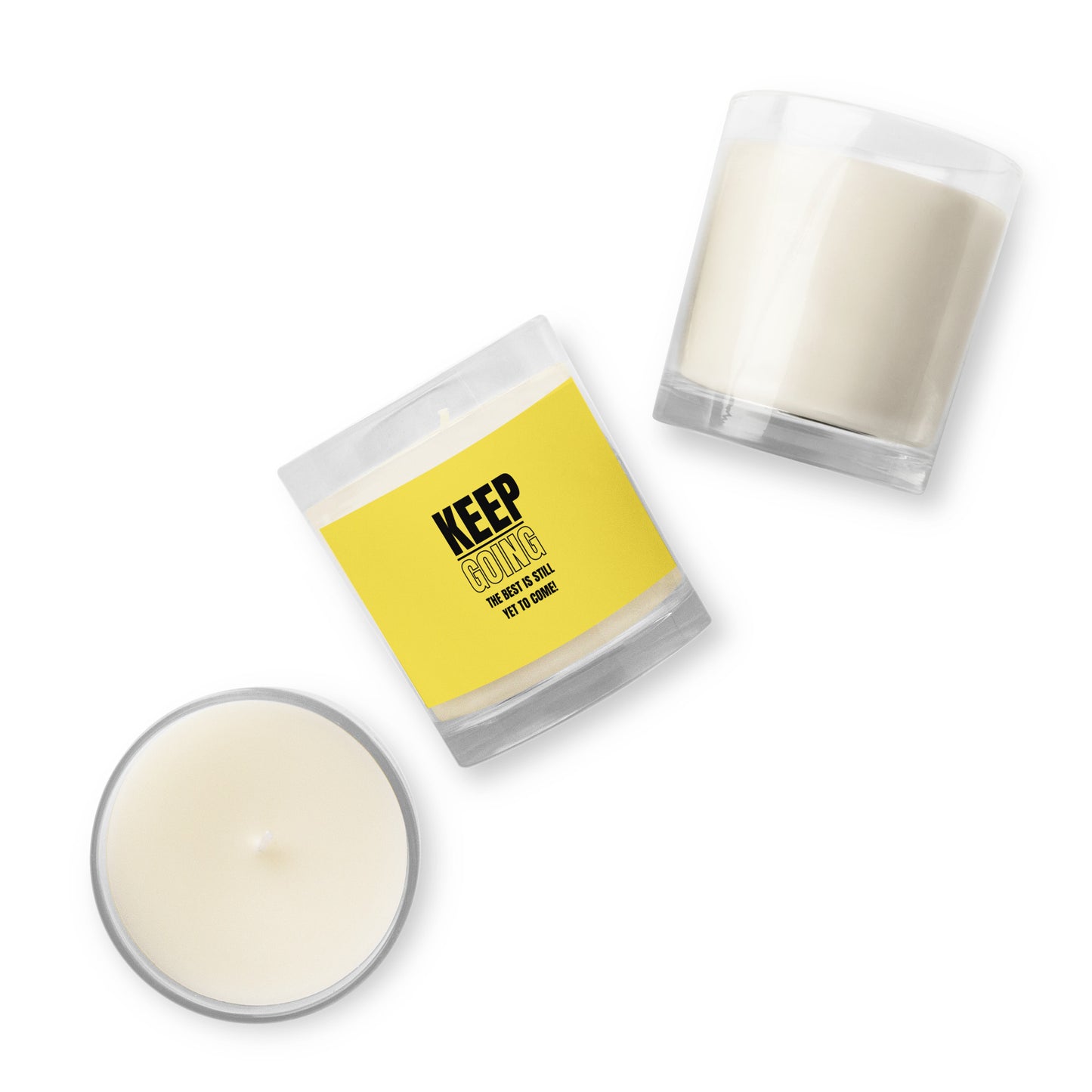 Glass jar soy wax candle-KEEP GOING (YELLOW)