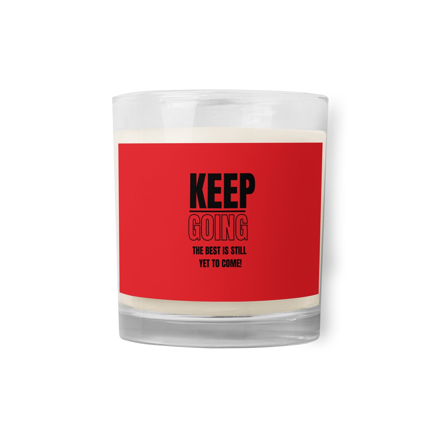 Glass Jar Soy Wax Candle-KEEP GOING (RED)