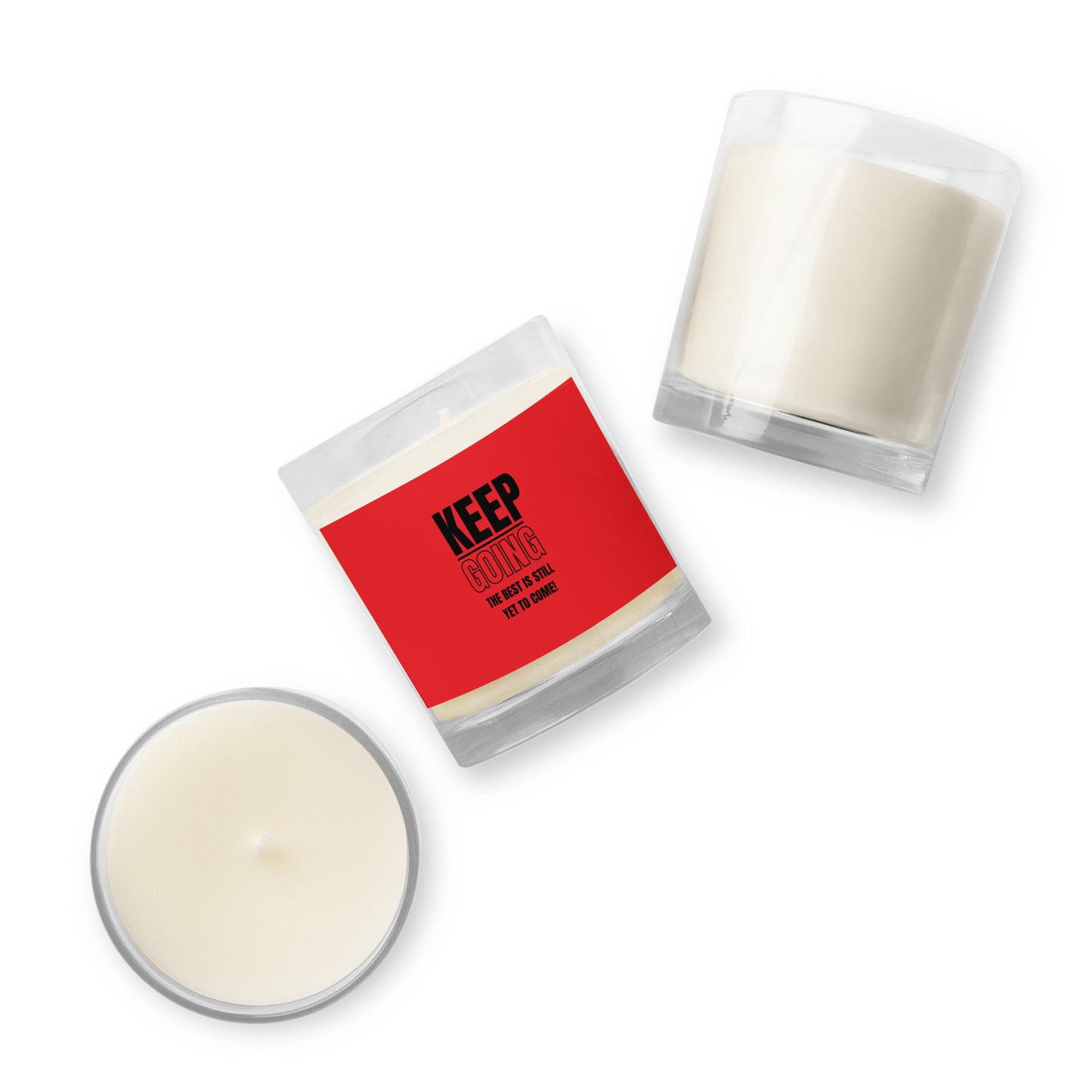 Glass Jar Soy Wax Candle-KEEP GOING (RED)