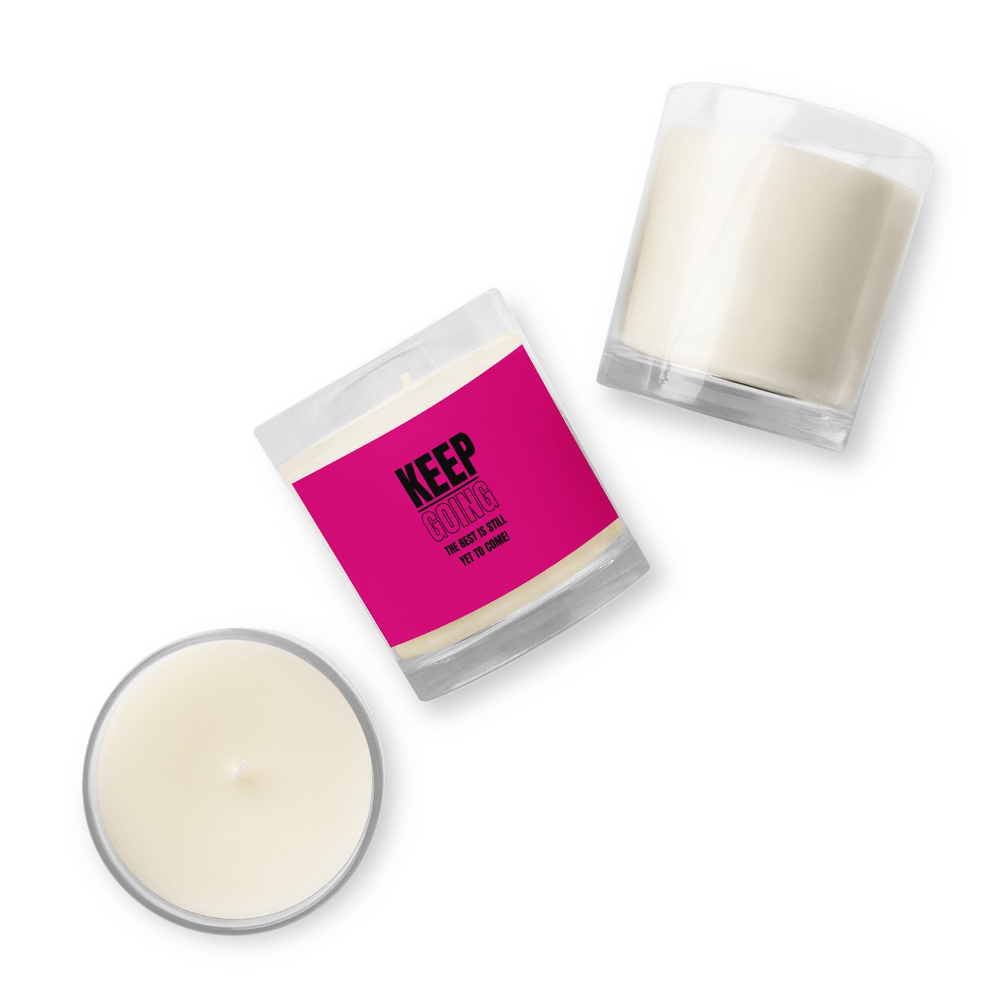 Glass Jar Soy Wax Candle-KEEP GOING (FUSCHIA)