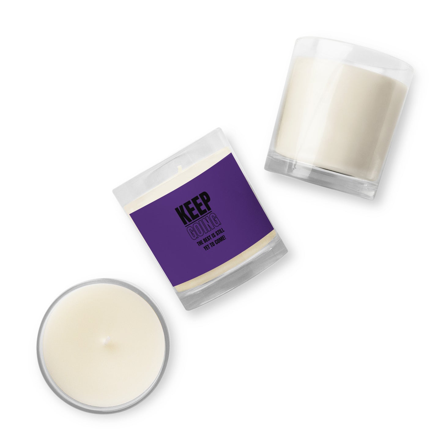 Glass Jar Soy Wax Candle-KEEP GOING (PURPLE)