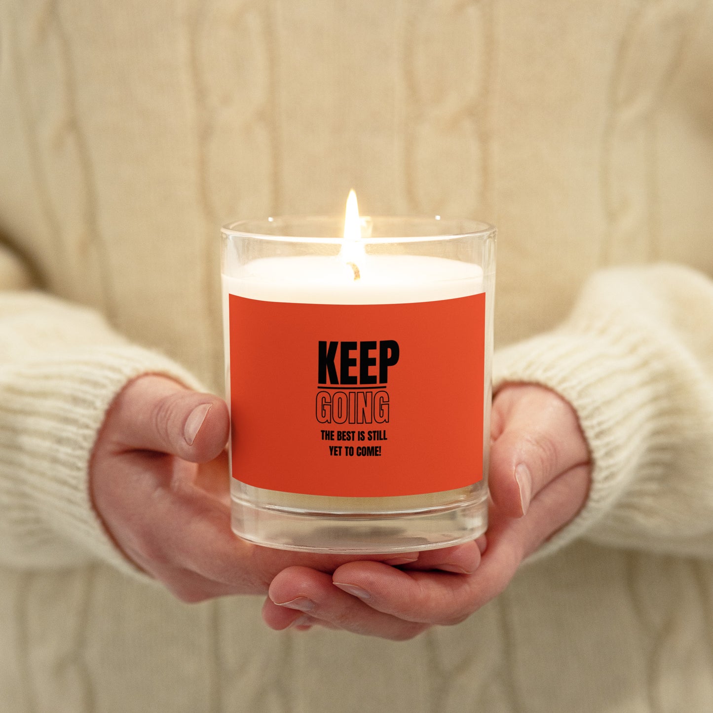 Glass Jar Soy Wax Candle-KEEP GOING (ORANGE)