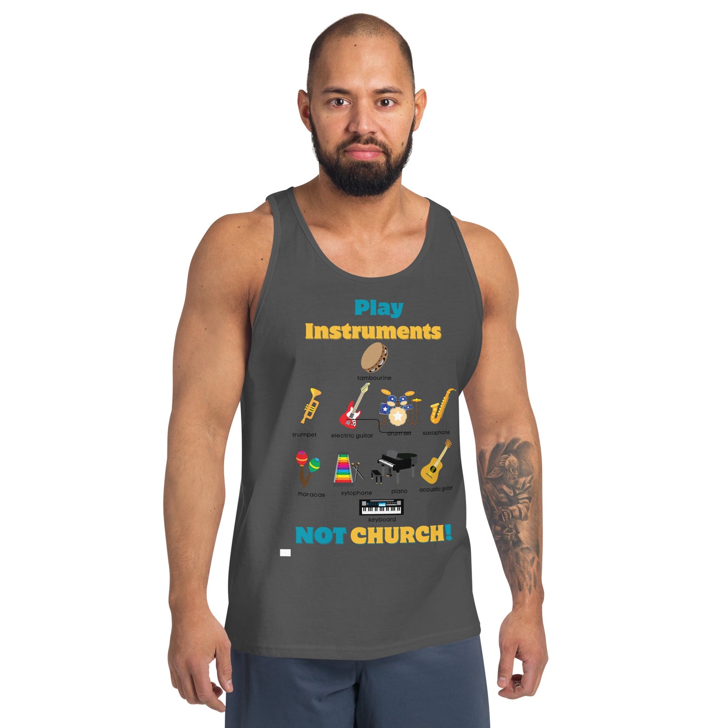 Men's Tank Top-Play Instruments NOT CHURCH